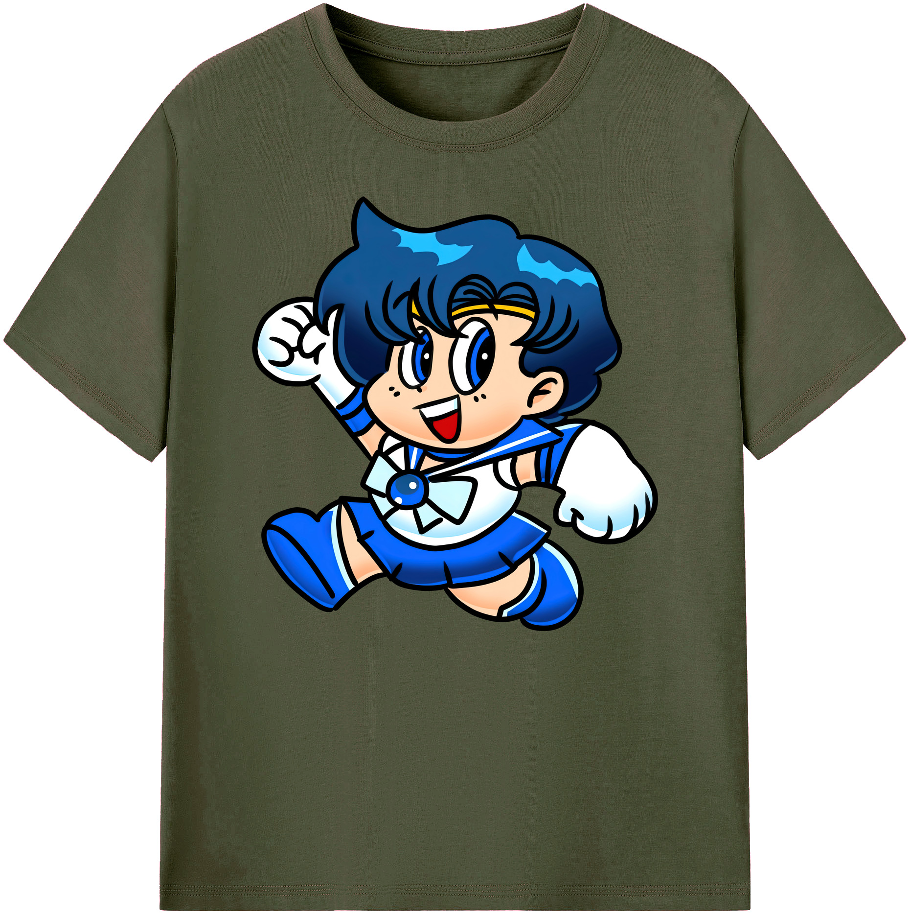 （画像用） 美少女戦士セーラームーン 水野 亜美 みずの あみ Sailor Moon Mizuno Ami 綿100％ メンズ半袖Tシャツ｜肌触りやわらか＆通気性